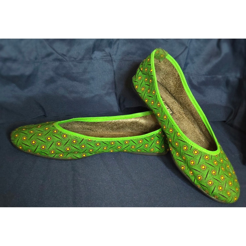 Ledikana South Africa Green Shweshwe Print Ballet Flats Shoes Size 5